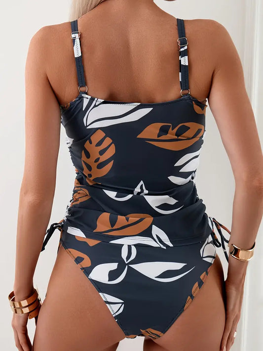 Isla | Tropical Leaf Print Tankini Set