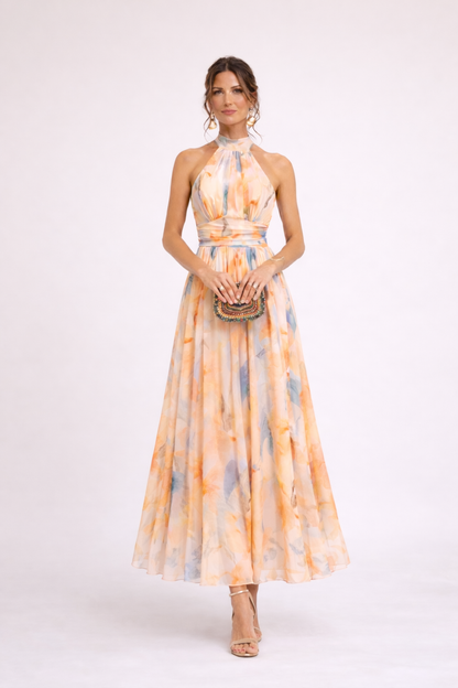 Aveline - Aquarelle Halter Dress