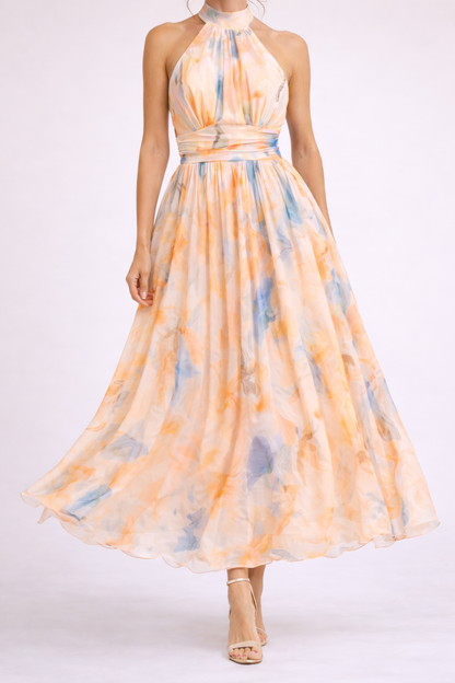 Aveline - Aquarelle Halter Dress